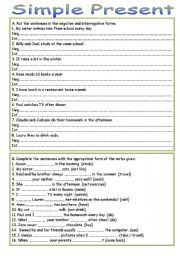 English Worksheet: Simple Present I