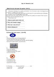 English worksheet: Quiz for prep. class