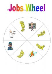 English Worksheet: Jobs Wheel - Game