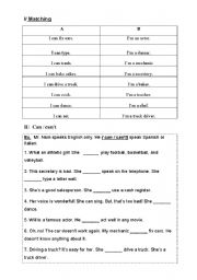 English worksheet: Can or Cant