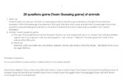 English Worksheet: 20 questions game (Team guessing game) of animals