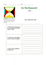 English Worksheet: Food Research