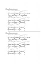 English worksheet: Time prepositions . prepositions of time