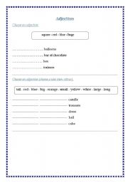 English worksheet: adjectives