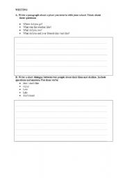 English Worksheet: reading and writing