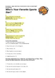 English worksheet: READING AND WRITING EXERCISES FOR ELEMETARY STUDENTS