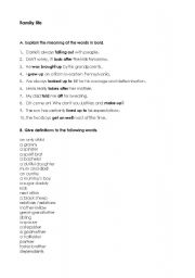 English worksheet: Family Life