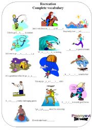 English Worksheet: Recreation