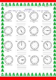 English Worksheet: WHAT TIME IS IT?  #7