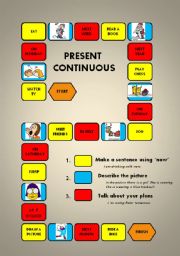 English Worksheet: Present Continuous - a boardgame