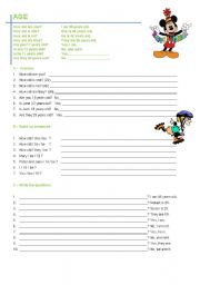 English Worksheet: Age / Birthday