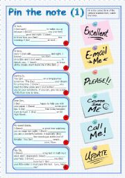 English Worksheet: Pin the Note (1/2) - Mixed Tenses (+ key)