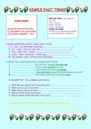 English Worksheet: PAST TENSE WORKSHEET