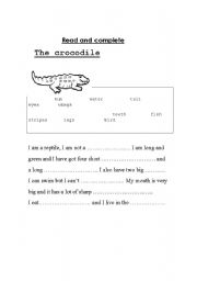 English worksheet: THE CROCODILE