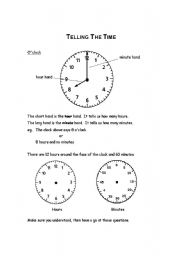 English worksheet: Telling the time