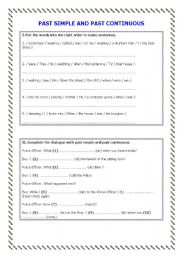 English worksheet: PAST SIMPLE AND PAST CONTINUOUS