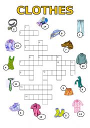 English Worksheet: CLOTHES - puzzle-