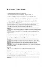 English worksheet: Conditionals Revision Worksheet