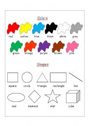 English Worksheet: colors & shapes