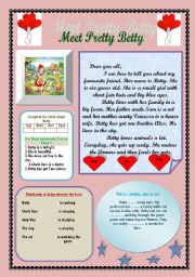 English Worksheet: Meet Pretty Betty  Reading Comprehension for beginners