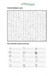 English Worksheet: Christmas wordsearch