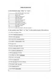 English Worksheet: types of questions