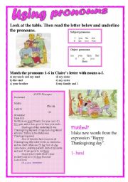 English Worksheet: Using pronouns