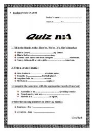 English worksheet: a quiz 
