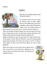 English Worksheet: reading apple test