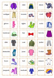 English Worksheet: Lets play dominoes! Set 4: Clothes