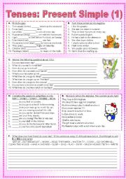 English Worksheet: Working with tenses - Present Simple (1)