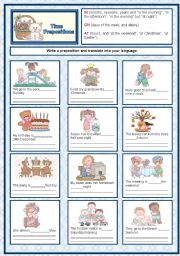 English Worksheet: Time  prepositions