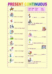 English Worksheet: present continuous tense