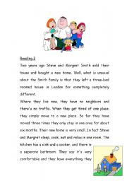 English Worksheet: reading test about home