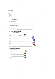 English worksheet: EXERCISES ABOUT CLOTHES AND COLORS
