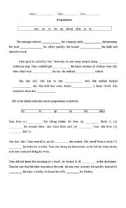 English Worksheet: Preposition