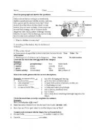 English Worksheet: Progress test :Reading,Grammar ,Vocabulary