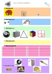 English worksheet: how to describe something
