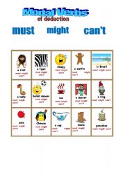 English Worksheet: 2 MODAL VERBS OF DEDUCTION: must, might, cant