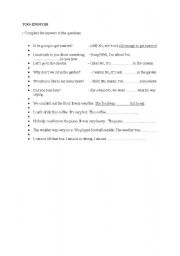 English worksheet: TOO-ENOUGH