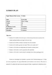 English worksheet: Lesson Plan for Elementary Level, 