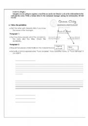 English worksheet: Elemantary Writing  Exam Part 2