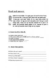 English Worksheet: Read and complete