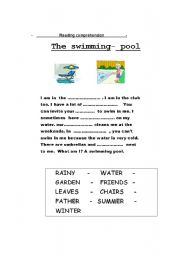 English worksheet: The swimming pool