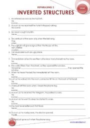 English Worksheet: REPHRASING 2 : INVERTED STRUCTURES