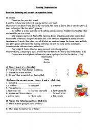 English Worksheet: reading comprehension