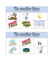 English Worksheet: weather bingo part 1