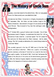 The History of Uncle Sam - 2 pages + key