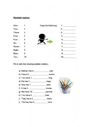 English Worksheet: Number names