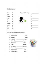 English worksheet: Number names